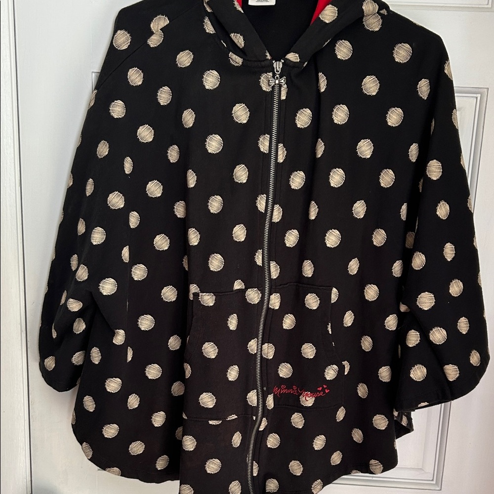 Minnie Mouse Black Polka Dot Hooded Cape